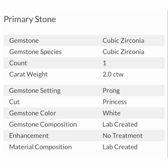 STERLING SILVER 2 CARAT PRINCESS CUT ENGAGEMENT RING - Picture 15 of 15